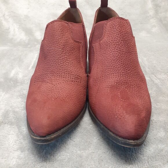 Lucky Brand Joelle Western Leather Ankle Boots Booties Red Cowgirl Size 8.5M - Picture 3 of 12